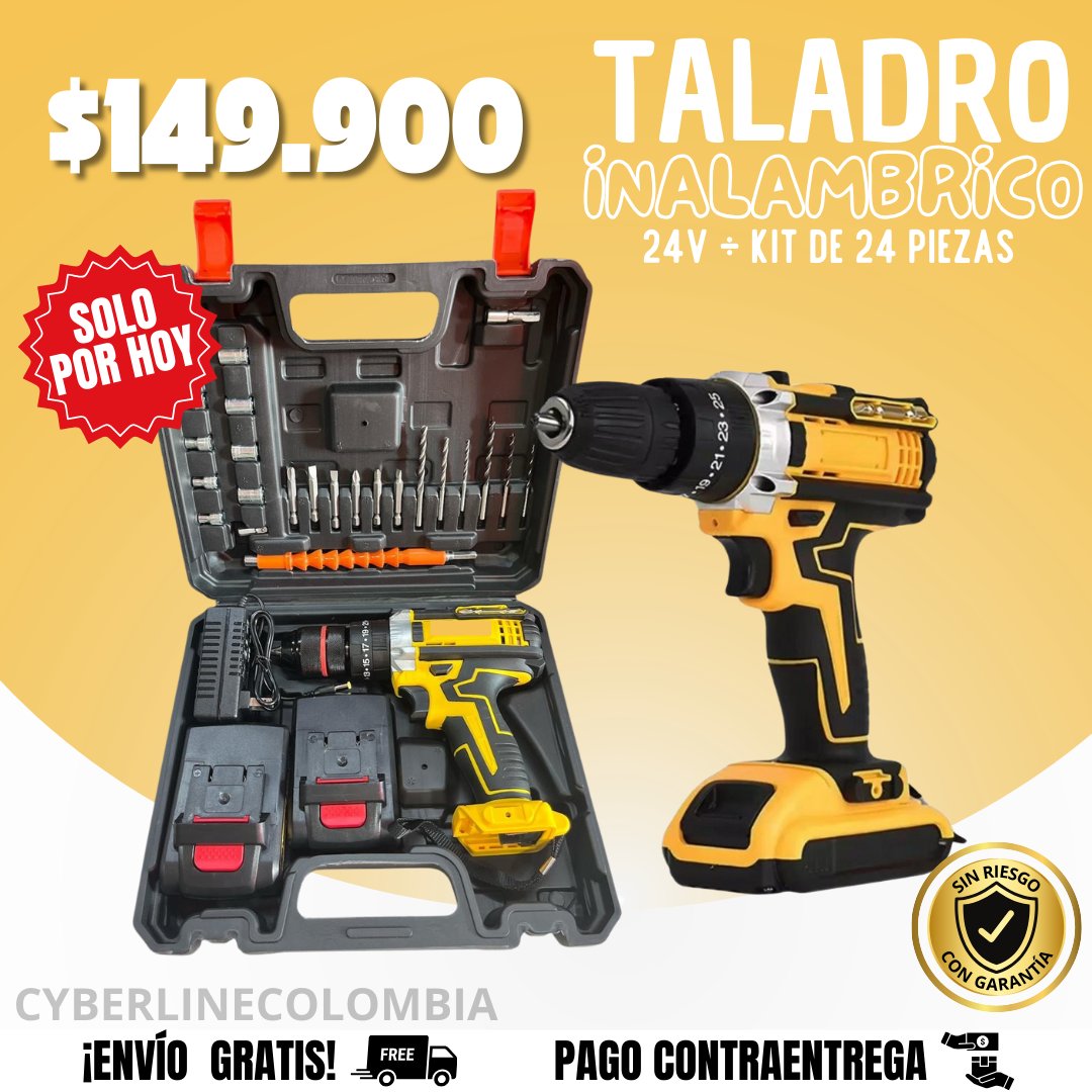 TALADRO DEWALT DE 24 VOLTIOS + KIT DE 24 ACCESORIOS🎁