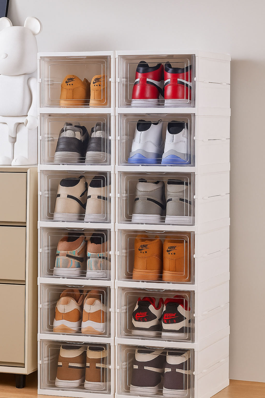 ORGANIZADOR PLEGABLE ZAPATOS TRANSPAENTE + OBSEQUIO LIMPIADOR X6