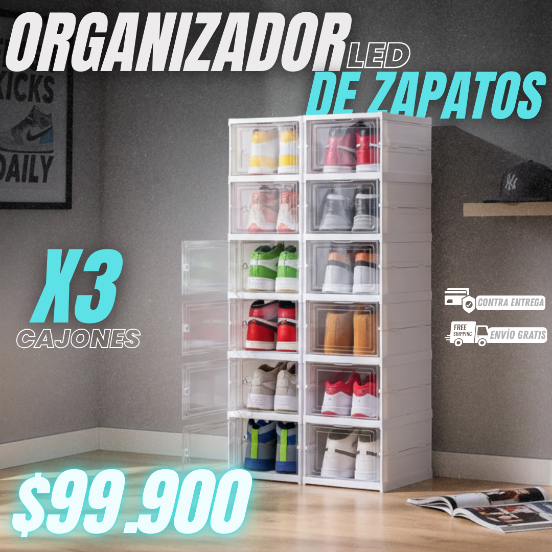 ORGANIZADOR PLEGABLE ZAPATOS TRANSPARENTE X 3 + OBSEQUIO LIMPIADOR🎁