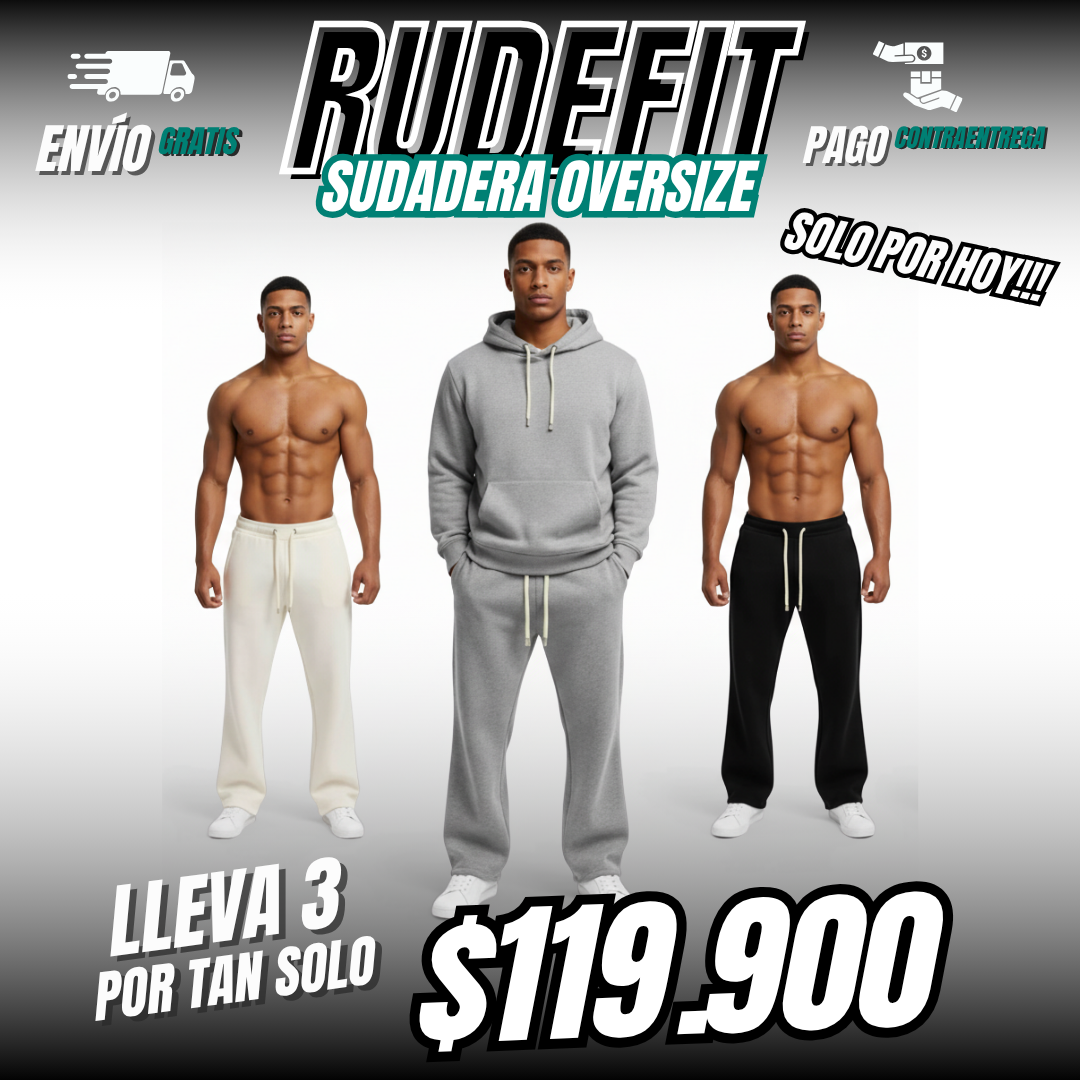 RudeFit™ Pack 3 - Sudadera de comodidad premium con corte moderno y estilo urbano perfecto.