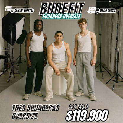 RudeFit™ Pack 3 - Sudadera de comodidad premium con corte moderno y estilo urbano perfecto.