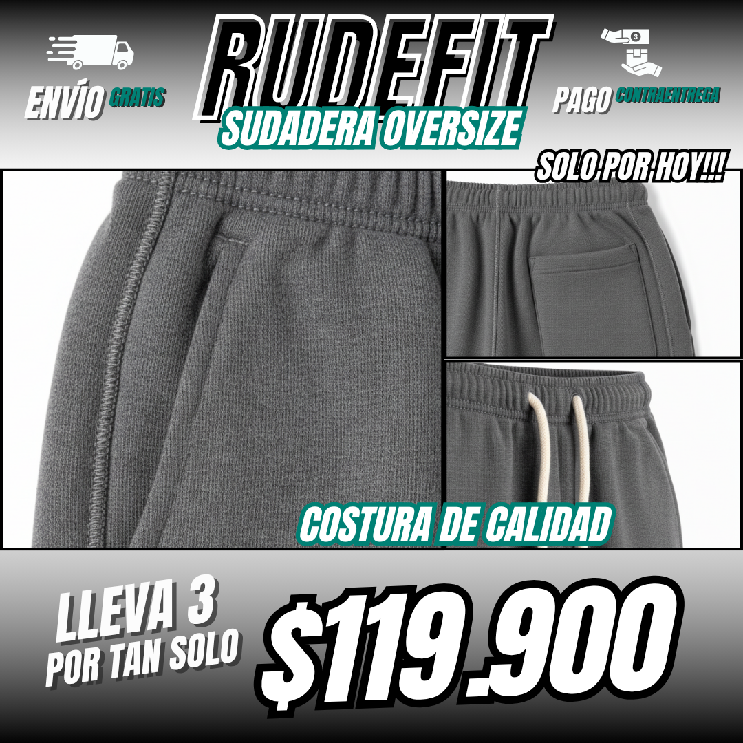 RudeFit™ Pack 3 - Sudadera de comodidad premium con corte moderno y estilo urbano perfecto.