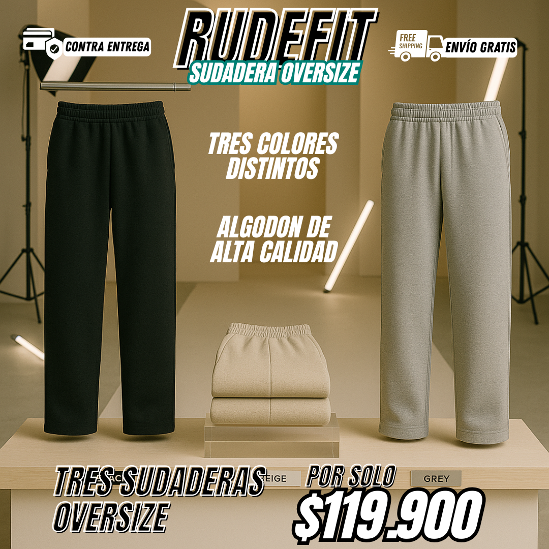 RudeFit™ Pack 3 - Sudadera de comodidad premium con corte moderno y estilo urbano perfecto.