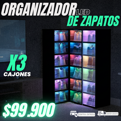 ORGANIZADOR PLEGABLE ZAPATOS TRANSPARENTE X 3 + OBSEQUIO LIMPIADOR🎁